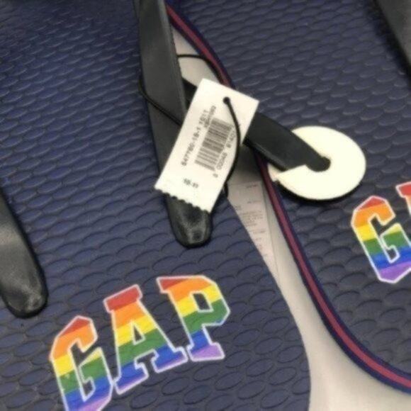 Gap Men's Summer Rainbow Colors Gap Logo  Flip-flops Size 10-11 - Picture 8 of 8